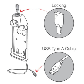RAM-HOL-SNM1PLU:RAM-HOL-SNM1PLU_4:RAM® EZ-Roll'r™ Powered Locking Dock for Sonim XP5s