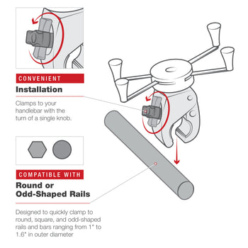 RAM-HOL-UN10-404-2U:RAM-HOL-UN10-404-2U_4:RAM® X-Grip® Large Phone Mount with Low-Profile Medium Tough-Claw™
