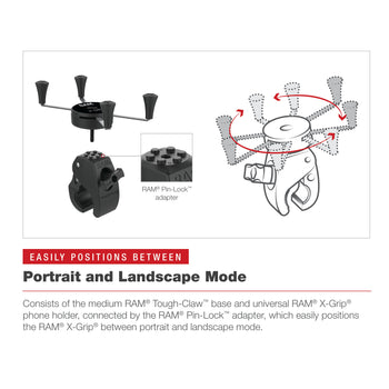 RAM-HOL-UN10-404-2U:RAM-HOL-UN10-404-2U_5:RAM X-Grip Large Phone Mount with Low-Profile Medium Tough-Claw™