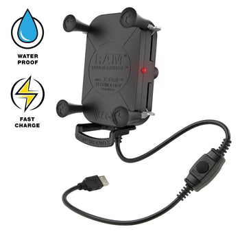 RAM-HOL-UN12WB-1:RAM-HOL-UN12WB-1_1:RAM Tough-Charge™ with X-Grip 15W Waterproof Wireless Charging Holder