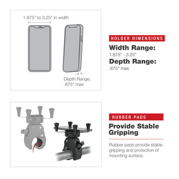 RAM-HOL-UN7-404-2U:RAM-HOL-UN7-404-2U_6:RAM® X-Grip® Phone Mount with Low-Profile Medium Tough-Claw™