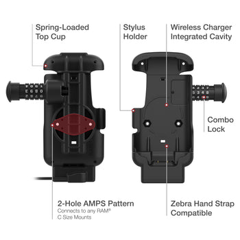 RAM-HOL-ZE17CL-2U:RAM-HOL-ZE17CL-2U_5:RAM Combo-Locking Form-Fit Powered Dock for Zebra TC53 & TC58