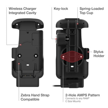 RAM-HOL-ZE17L-1U:RAM-HOL-ZE17L-1U_5:RAM® Key-Locking Form-Fit Powered Dock for Zebra TC73 & TC78