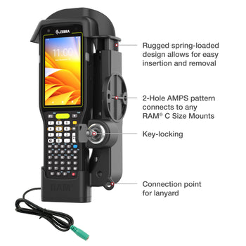 RAM-HOL-ZE33PLU:RAM-HOL-ZE33PLU_5:RAM Locking Powered Dock for Zebra MC3300/3400/3450