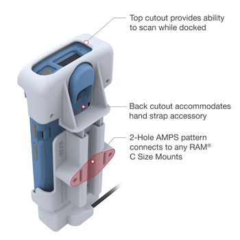 RAM-HOL-ZE39-GRY:RAM-HOL-ZE39-GRY_5:RAM Powered Dock with Pogo Pins for Zebra HC20 & HC50