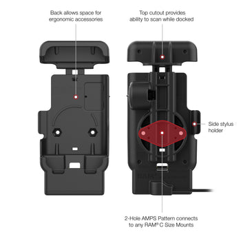 RAM-HOL-ZE41-1U:RAM-HOL-ZE41-1U_5:RAM Powered Dock with Pogo Pins for Zebra TC701