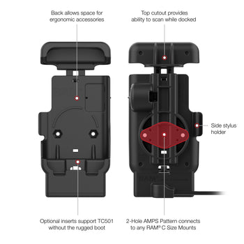 RAM-HOL-ZE41C-2U:RAM-HOL-ZE41C-2U_5:RAM Powered Dock with USB-C for Zebra TC501