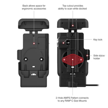 RAM-HOL-ZE41KL-C-1U:RAM-HOL-ZE41KL-C-1U_5:RAM Powered Dock with USB-C for Zebra TC701