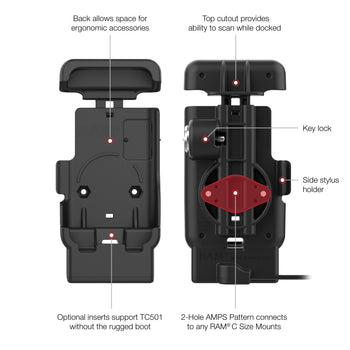 RAM-HOL-ZE41L-2U:RAM-HOL-ZE41L-2U_5:RAM Locking Powered Dock with Pogo Pins for Zebra TC501