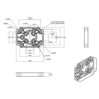 RAP-356U:RAP-356U_2:RAM® Adapt-To-RAM™ Hole Pattern Plate Adapter