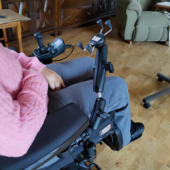 RAP-AAPR-WCT-419-UN7U:RAP-AAPR-WCT-419-UN7U_7:RAM Phone Mount for Wheelchair Armrests with Quick Release & Swivel