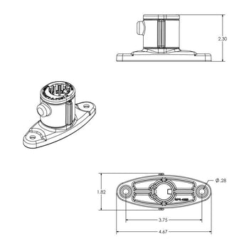 RAP-AAPUDTU:RAP-AAPUDTU_5:RAM® Universal Adapt-A-Post™ 2-Hole Drill-Down Base