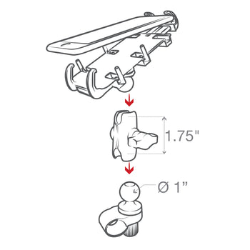 RAP-B-460-A-PD3U:RAP-B-460-A-PD3U_6:RAM® Quick-Grip™ Phone Mount with RAM® Tough-Strap™ Handlebar Base