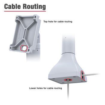 RAP-D11H-14-V100-GRY:RAP-D11H-14-V100-GRY_5:RAM 14" Pedestal Mount with 100mm & 75mm VESA & Cable Routing - Gray