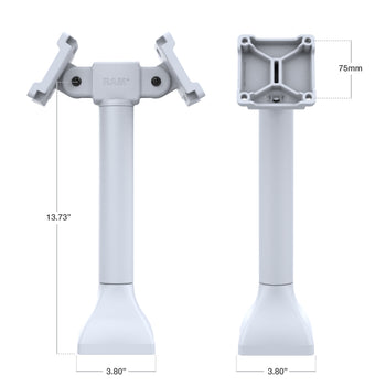 RAP-D11H2-14-V75-GRY:RAP-D11H2-14-V75-GRY_3:RAM 14" Pedestal Mount with Dual 75mm VESA Adapters - Gray