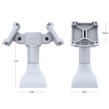 RAP-D11H2-7-V75-GRY:RAP-D11H2-7-V75-GRY_3:RAM 7" Pedestal Mount with Dual 75mm VESA Adapters - Gray