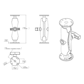 RAM-101-G4:RAM-101-G4_4:RAM Double Ball Mount with Garmin Fishfinder #8-32 Hardware