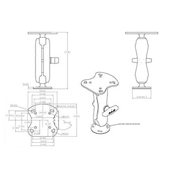 RAM-107U:RAM-107U_2:RAM Fishfinder Mount for Humminbird Devices - C Size Medium