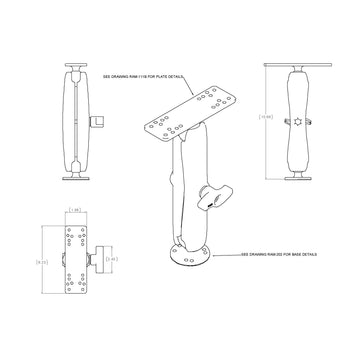 RAM-111U-D:RAM-111U-D_3:RAM Universal Marine Electronic Mount - C Size Long
