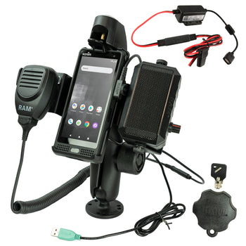 RAM-138-S-SNM4PL-V7B1U:RAM-138-S-SNM4PL-V7B1U_1:RAM Double Ball Mount for Sonim XP10 with Speaker & Hardwire Bundle