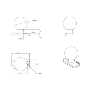 RAM-202U-12:RAM-202U-12_2:RAM Ball Base with 1.5" 2-Hole Pattern - C Size