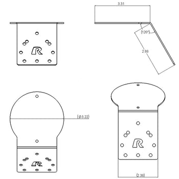 RAM-344U:RAM-344U_2:RAM Angled Round Adapter Plate for XM & GPS Antennas