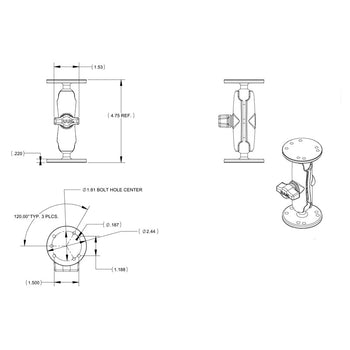 RAM-B-101-G3U:RAM-B-101-G3U_3:RAM Double Ball Mount with Hardware for Garmin StreetPilot