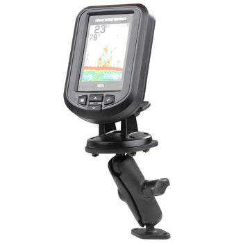 RAM-B-107-1U-238:RAM-B-107-1U-238_1:RAM Double Ball Diamond Plate Mount for Humminbird Piranha + More