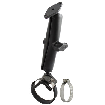 RAM-B-108-C-238:RAM-B-108-C-238_1:RAM Double Ball Strap Hose Clamp Mount with Diamond Plate - Long