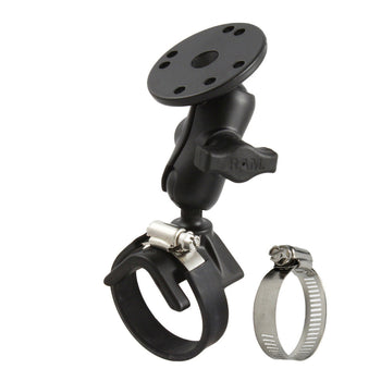 RAM-B-108U-A:RAM-B-108U-A_1:RAM Double Ball Strap Hose Clamp Mount with Round Plate - Short