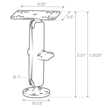 RAM-B-111U-C:RAM-B-111U-C_3:RAM Universal Marine Electronic Mount - B Size Long