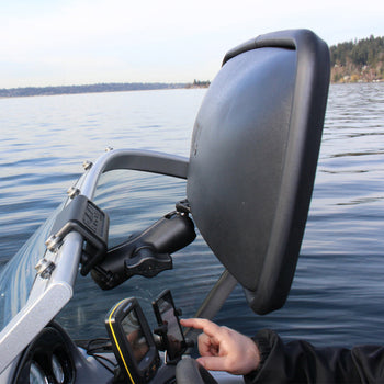 RAM-B-126:RAM-B-126_2:RAM Glare Shield Clamp Mount with Rear View Mirror