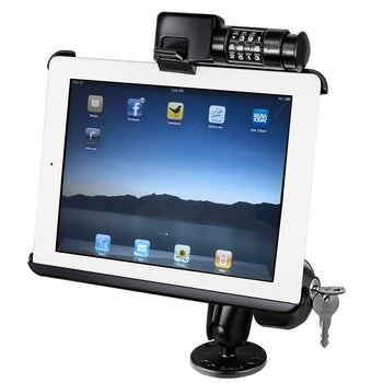 RAM-B-138-AP8LU:RAM-B-138-AP8LU_1:RAM Drill-Down Mount with RAM Latch-N-Lock™ for Apple iPad Gen 1 & 2