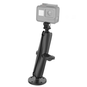 RAM-B-138-C-GOP1:RAM-B-138-C-GOP1_1:RAM Drill-Down Mount with Double Socket Arm with Action Camera Adapter