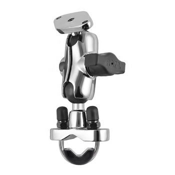 RAM-B-149ACH-LO4:RAM-B-149ACH-LO4_1:RAM Chrome Handlebar U-Bolt Mount with Short Double Socket Arm