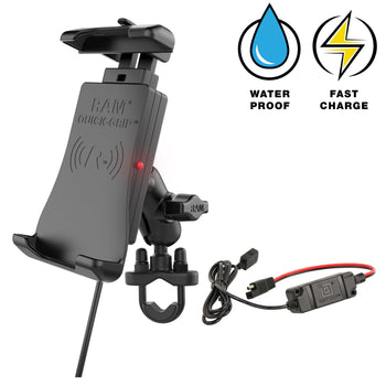 RAM-B-149Z-A-UN14W-V7M-1:RAM-B-149Z-A-UN14W-V7M-1_1:RAM Quick-Grip™ 15W Waterproof Wireless Charging Handlebar Mount