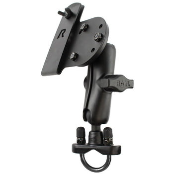 RAM-B-149Z-GUN1U:RAM-B-149Z-GUN1U_1:RAM Handlebar U-Bolt Double Ball Mount with Gun Holster Clip