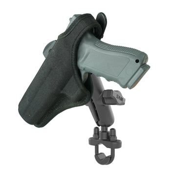 RAM-B-149Z-GUN1U:RAM-B-149Z-GUN1U_3:RAM Handlebar U-Bolt Double Ball Mount with Gun Holster Clip