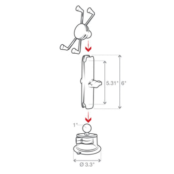 RAM-B-166-C-UN10U:RAM-B-166-C-UN10U_3:RAM X-Grip Large Phone Mount with Twist-Lock™ Suction Cup - Long