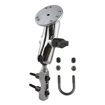 RAM-B-174CH-202U:RAM-B-174CH-202U_1:RAM Chrome Motorcycle Brake/Clutch Reservoir Mount with Round Plate