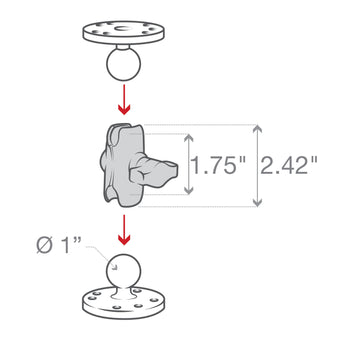 RAM-B-201U-A:RAM-B-201U-A_4:RAM Double Socket Arm - B Size Short
