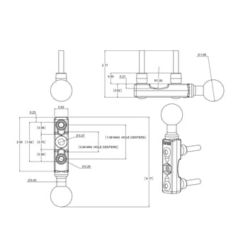 RAM-B-309-1CHU:RAM-B-309-1CHU_2:RAM Chrome Motorcycle Brake/Clutch Reservoir Ball Base