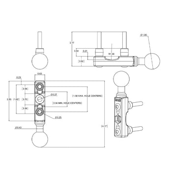 RAM-B-309-1CHU:RAM-B-309-1CHU_5:RAM Chrome Motorcycle Brake/Clutch Reservoir Ball Base