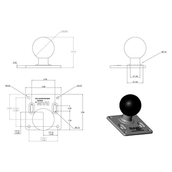 RAM-D-2461U:RAM-D-2461U_2:RAM 75x75mm VESA Plate with Ball