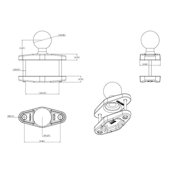 RAM-D-247U-4:RAM-D-247U-4_2:RAM Square Post Clamp Base for Posts up to 4" Wide - D Size