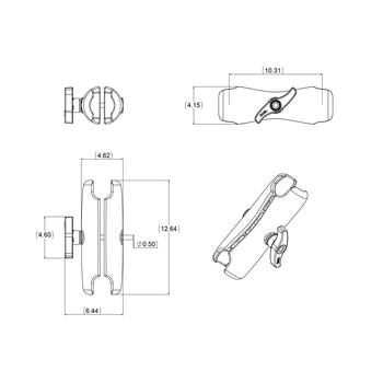 RAM-E-201U:RAM-E-201U_2:RAM Double Socket Arm