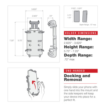 RAM-HOL-PD4-400-1U:RAM-HOL-PD4-400-1U_6:RAM Quick-Grip™ XL Phone Mount with Low-Profile Tough-Claw™