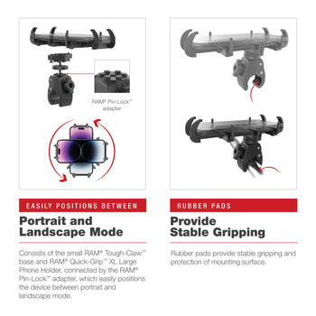 RAM-HOL-PD4-400-1U:RAM-HOL-PD4-400-1U_7:RAM Quick-Grip™ XL Phone Mount with Low-Profile Tough-Claw™