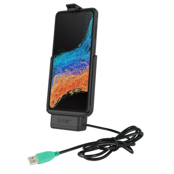 RAM-HOL-SAM84PU:RAM-HOL-SAM84PU_1:RAM EZ-Roll'r™ Powered Dock for Samsung XCover6 Pro Without Case