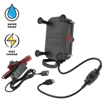 RAM-HOL-UN12WB-V7M-1:RAM-HOL-UN12WB-V7M-1_1:RAM Tough-Charge™ 15W Waterproof Wireless Charging Holder with Charger